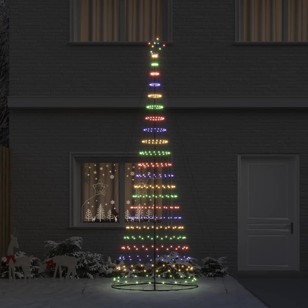 VidaXL Sapin de Noël LED avec 455 LED multicolores 184,5 cm en métal