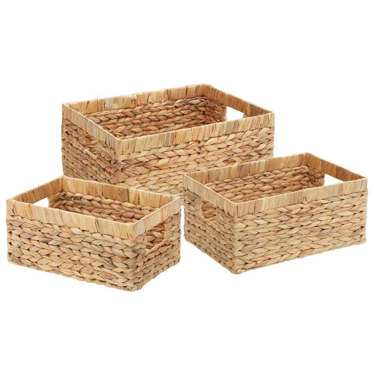 Vidaxl paniers de rangement 3 pcs naturel 40 x 30 x 18 cm jacinthe d'eau