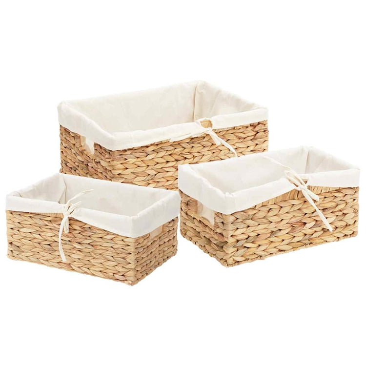 Vidaxl paniers de rangement 3 pcs naturel 40 x 30 x 18 cm jacinthe d'eau