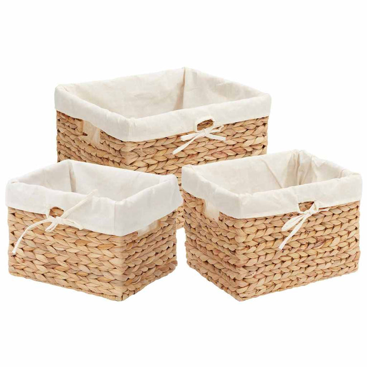 Vidaxl paniers de rangement 3 pcs naturel 35 x 30 x 25 cm jacinthe d'eau