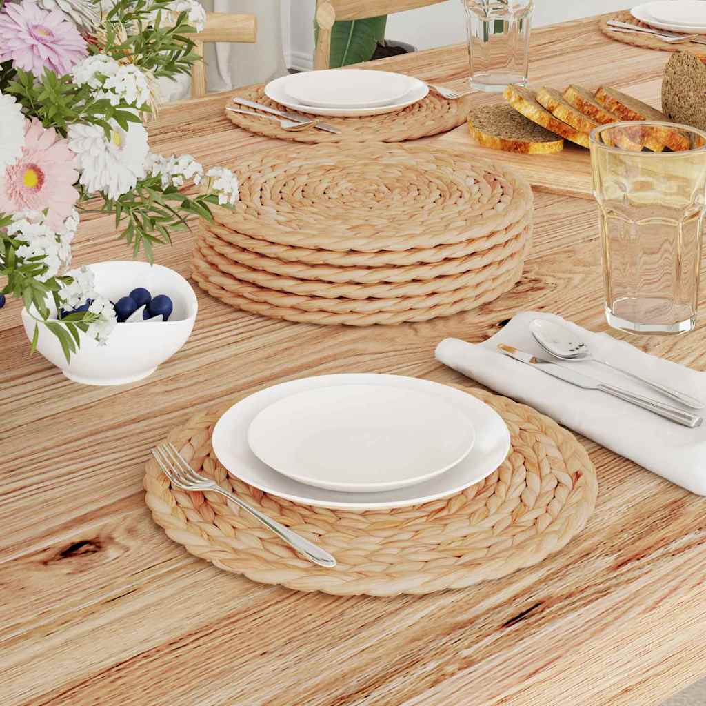 Vidaxxl set de table rond tissé 10 pcs naturel ø 30 cm jacinthe d'eau