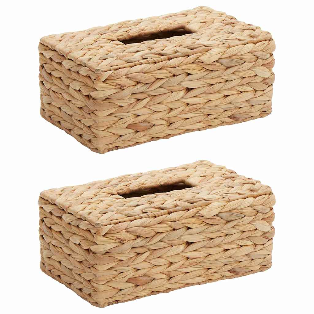 VidaXL boîte à mouchoirs couvre 2 pcs jacinthe d'eau 27,5 x 16,5 x 14 cm naturel