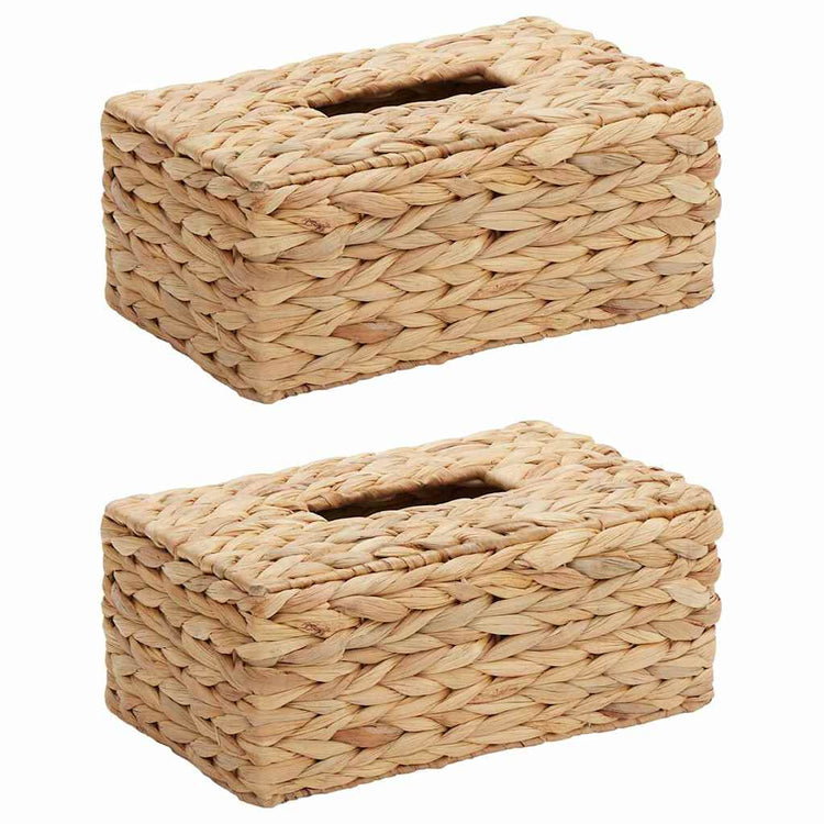 VidaXL boîte à mouchoirs couvre 2 pcs jacinthe d'eau 27,5 x 16,5 x 14 cm naturel