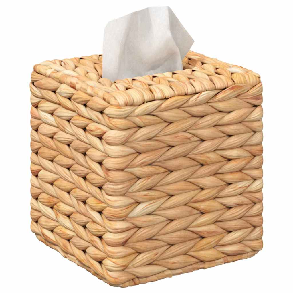 VidaXL boîte à mouchoirs couvre 2 pcs jacinthe d'eau 14,5 x 14,5 x 15 cm naturel