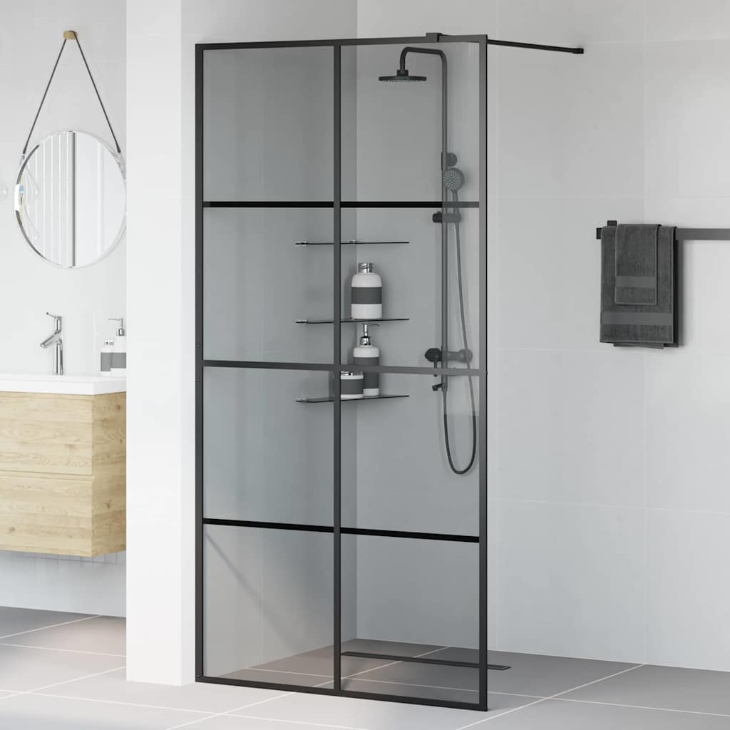 Vidaxx paroi de douche à l'italienne noir 100 x 195 cm verre trempé