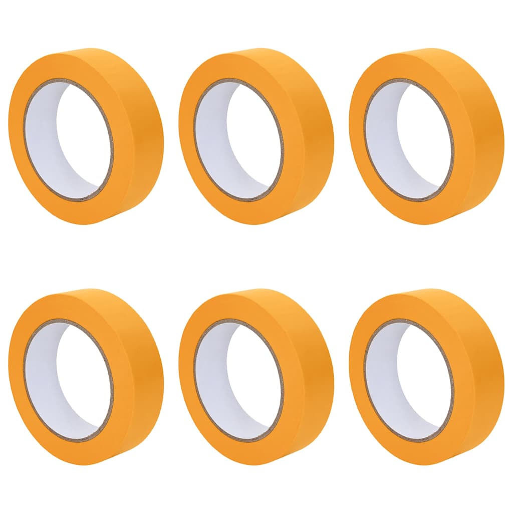 VidaXL rubans de masquage peinture 6 pcs jaune 25mm x 50m papier