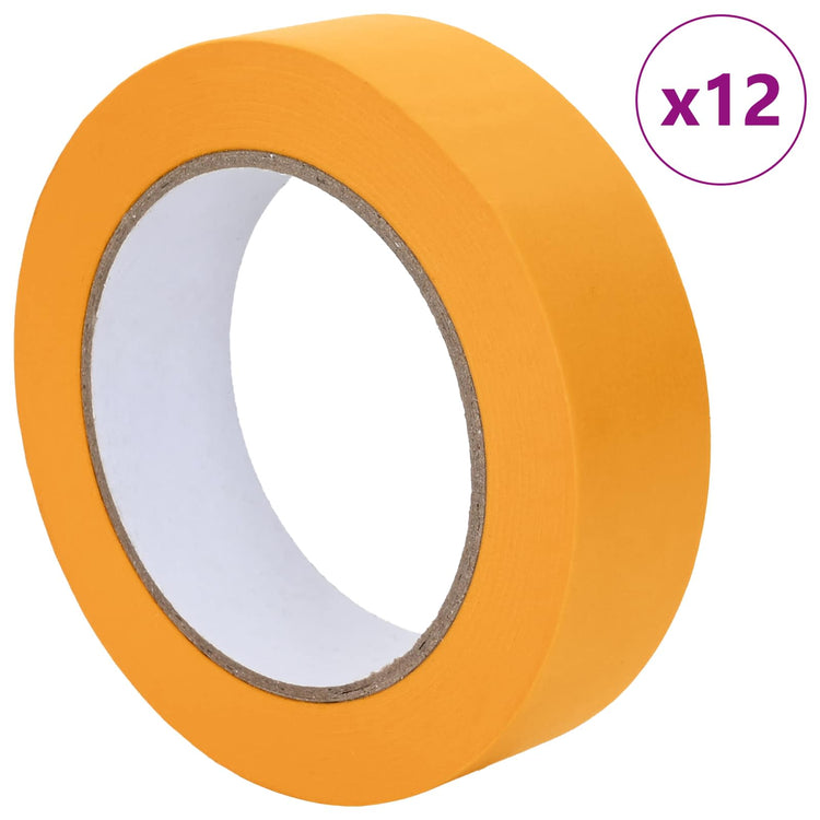 VidaXL rubans de masquage peinture 12 pcs jaune 25mm x 50m papier