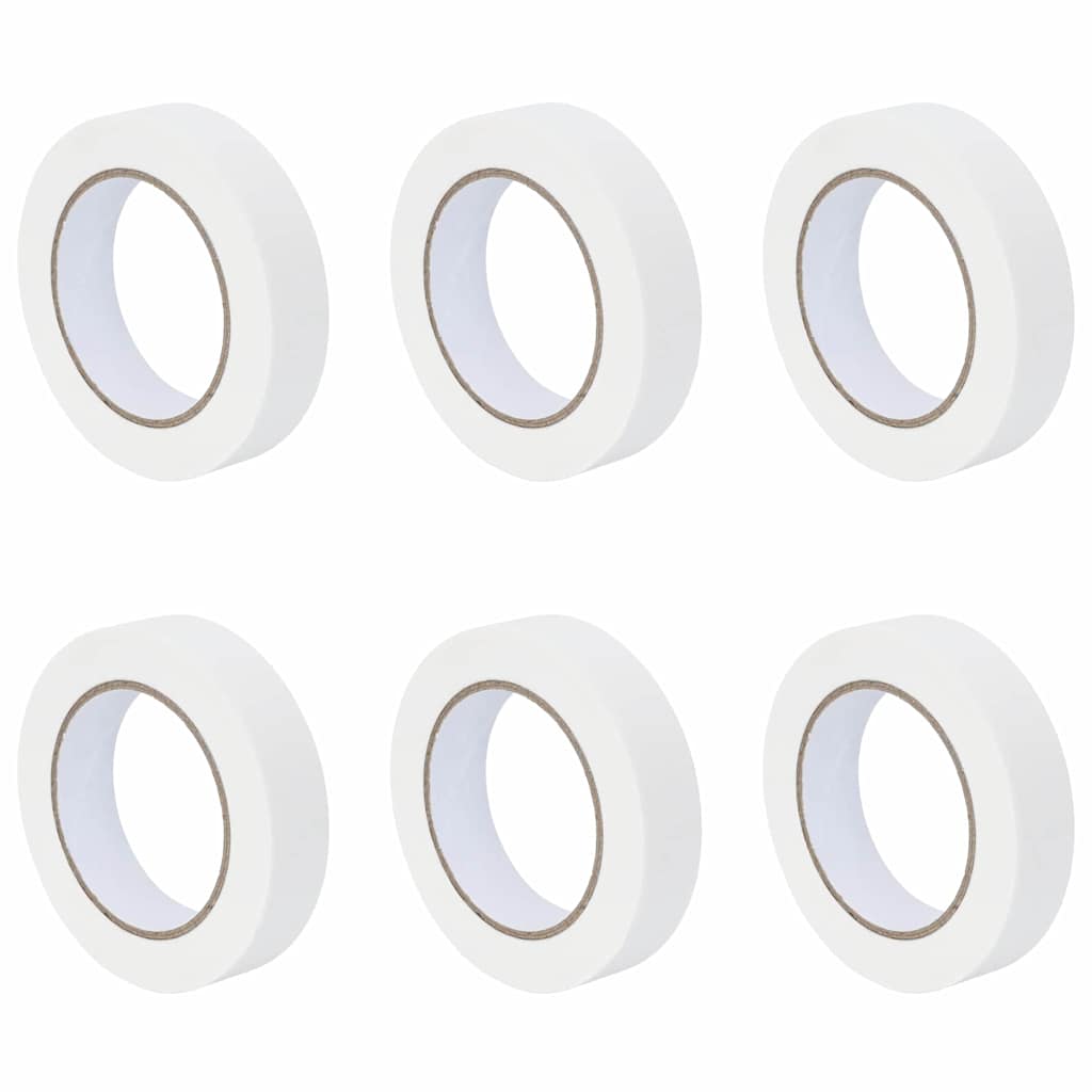 VidaXL rubans de masquage peinture 6 pcs blanc 25mm x 50m papier