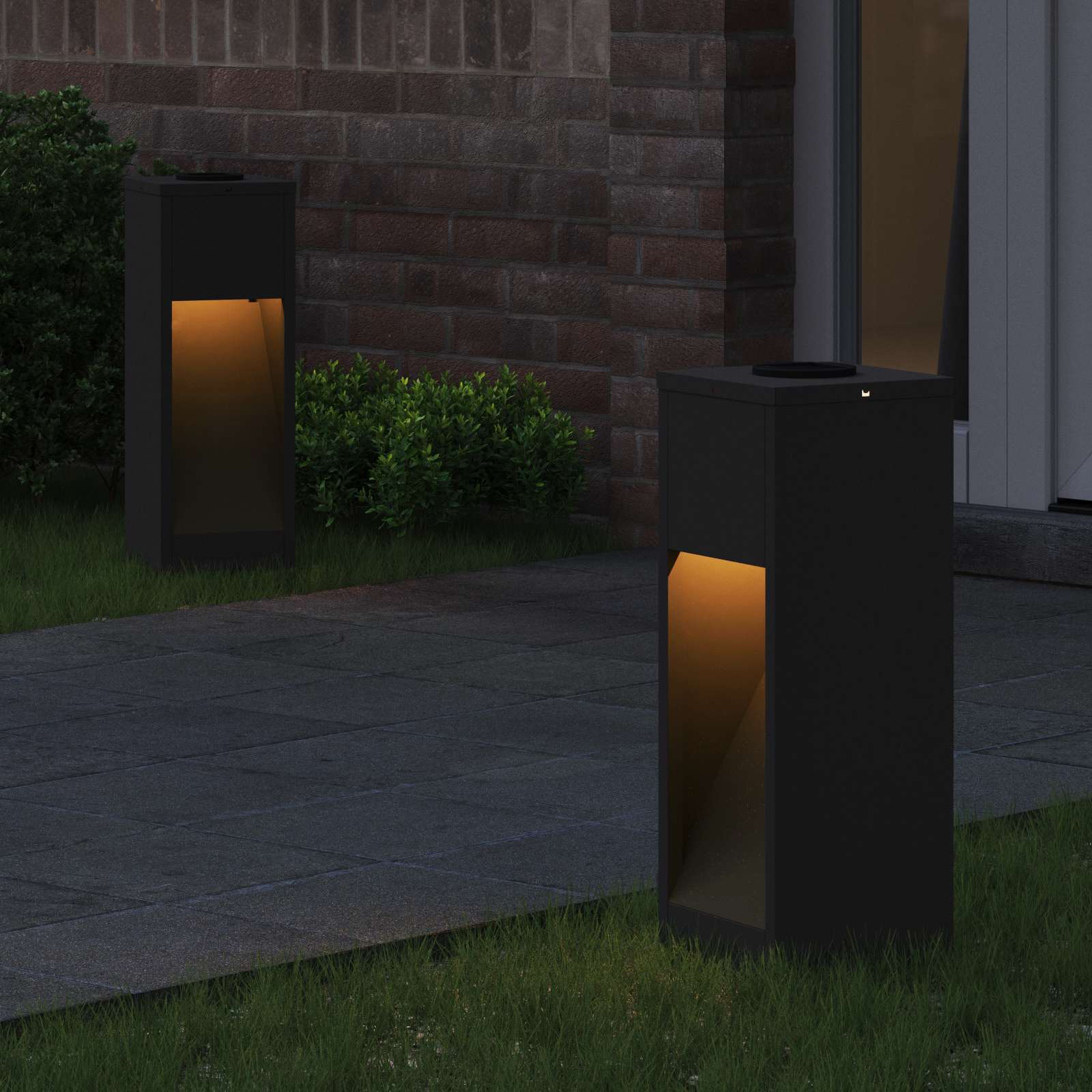 Vidaxxl éclairage de chemin à LED solaire 2 pièces en acier laminé à froid noir