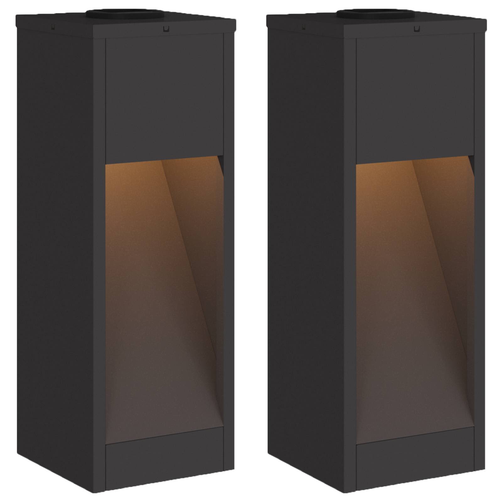 Vidaxxl éclairage de chemin à LED solaire 2 pièces en acier laminé à froid noir