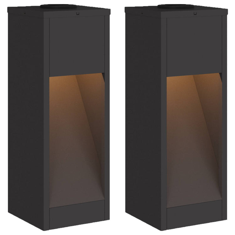 Vidaxxl éclairage de chemin à LED solaire 2 pièces en acier laminé à froid noir