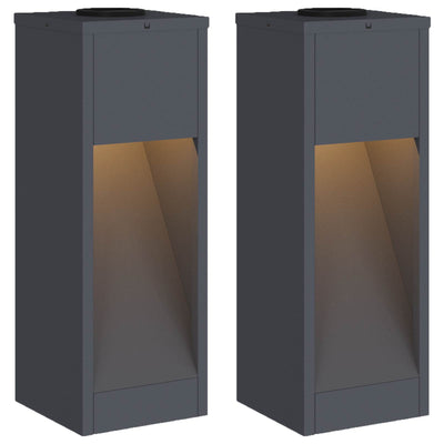 Vidaxl éclairage de chemin LED solaire 2 pcs acier laminé à froid anthracite