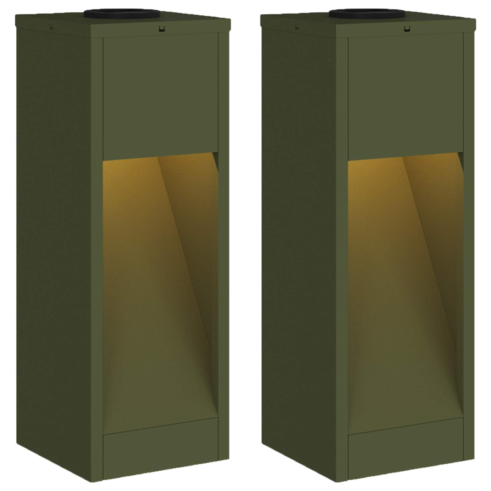 Vidaxxl éclairage de chemin à LED solaire 2 pièces en acier laminé à froid vert olive