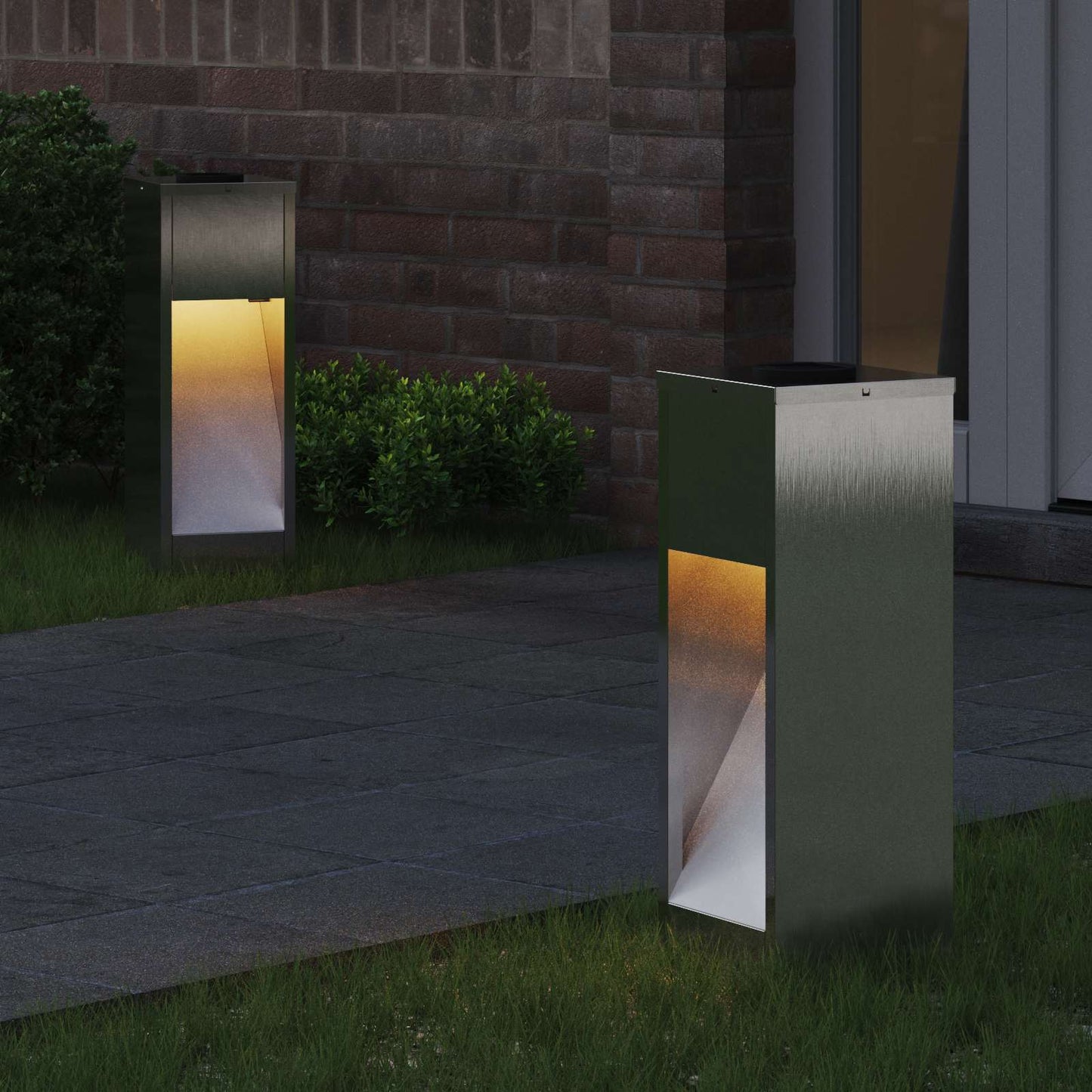 VidaXL éclairage de chemin LED solaire 2 pcs argent acier inoxydable