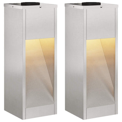 VidaXL éclairage de chemin LED solaire 2 pcs argent acier inoxydable