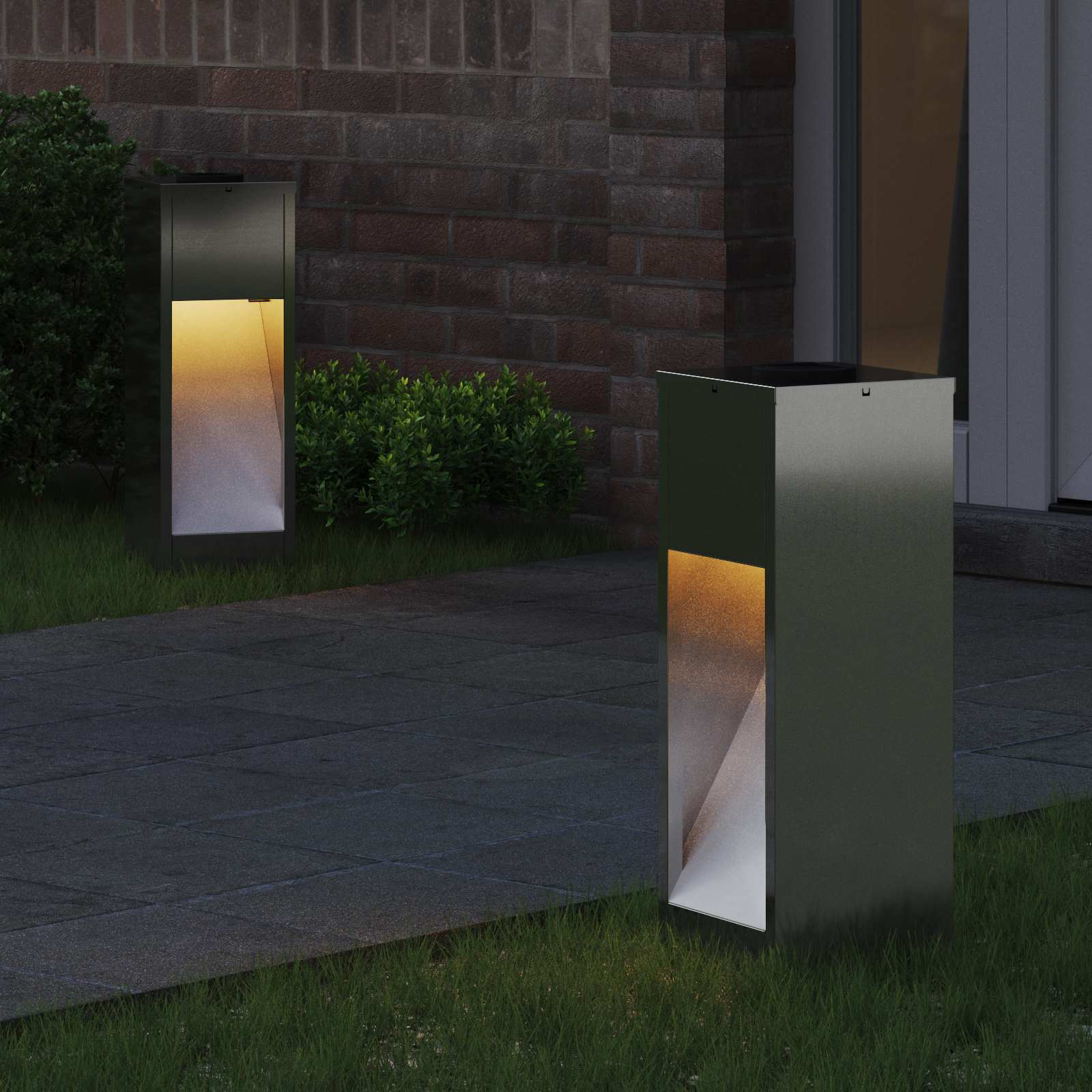VidaXL éclairage de chemin LED solaire 2 pcs argent galvanisé