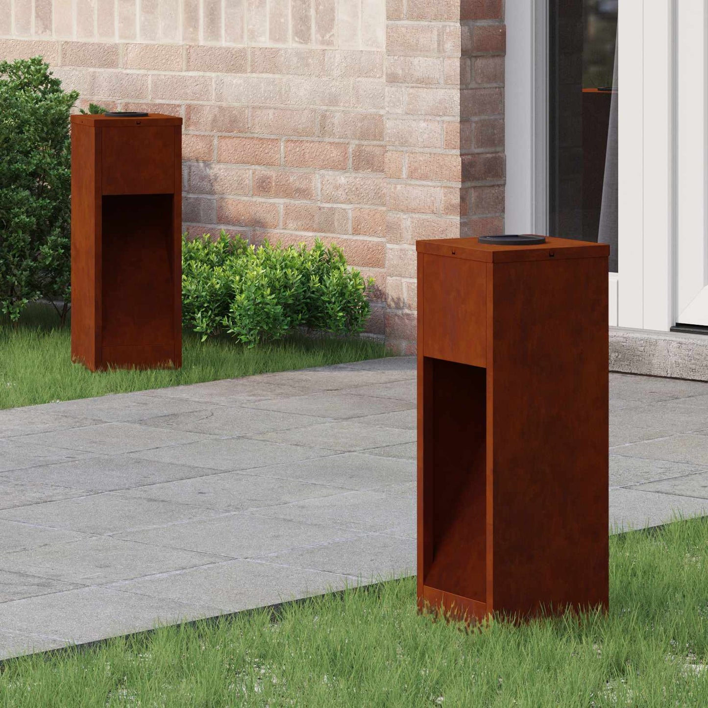 Vidaxl éclairage de chemin LED solaire 2 pcs acier corten bronze