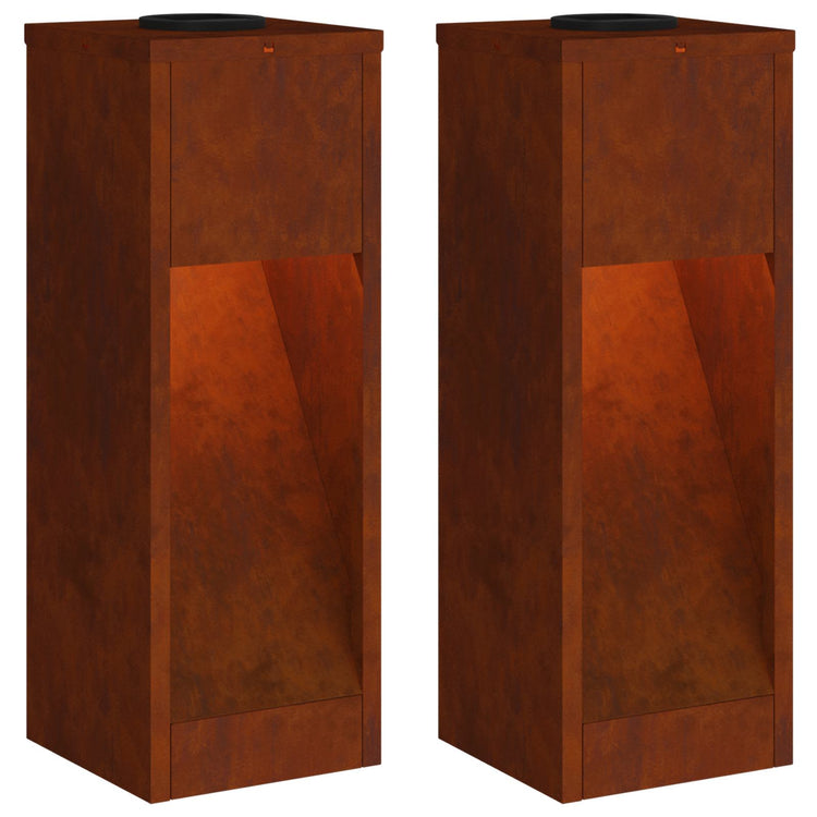 Vidaxl éclairage de chemin LED solaire 2 pcs acier corten bronze