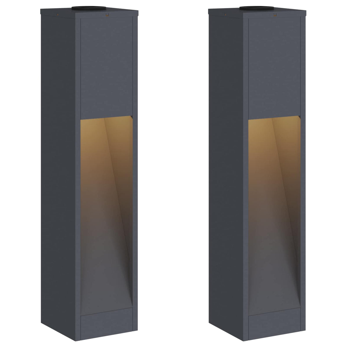 Vidaxl éclairage de chemin LED solaire 2 pcs acier laminé à froid anthracite