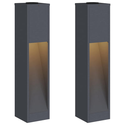 Vidaxl éclairage de chemin LED solaire 2 pcs acier laminé à froid anthracite