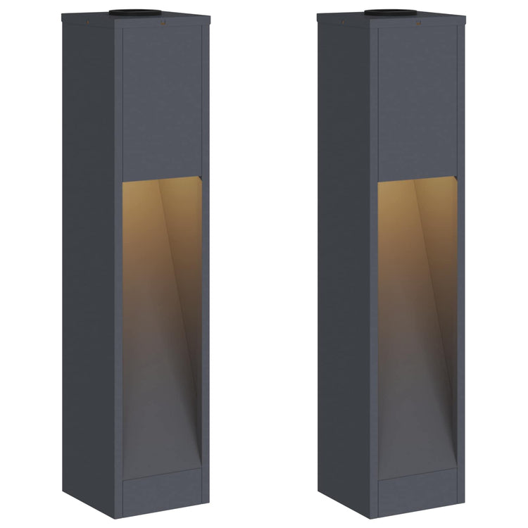 Vidaxl éclairage de chemin LED solaire 2 pcs acier laminé à froid anthracite