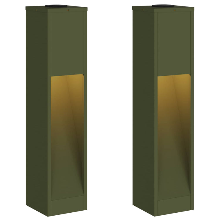 Vidaxxl éclairage de chemin à LED solaire 2 pièces en acier laminé à froid vert olive