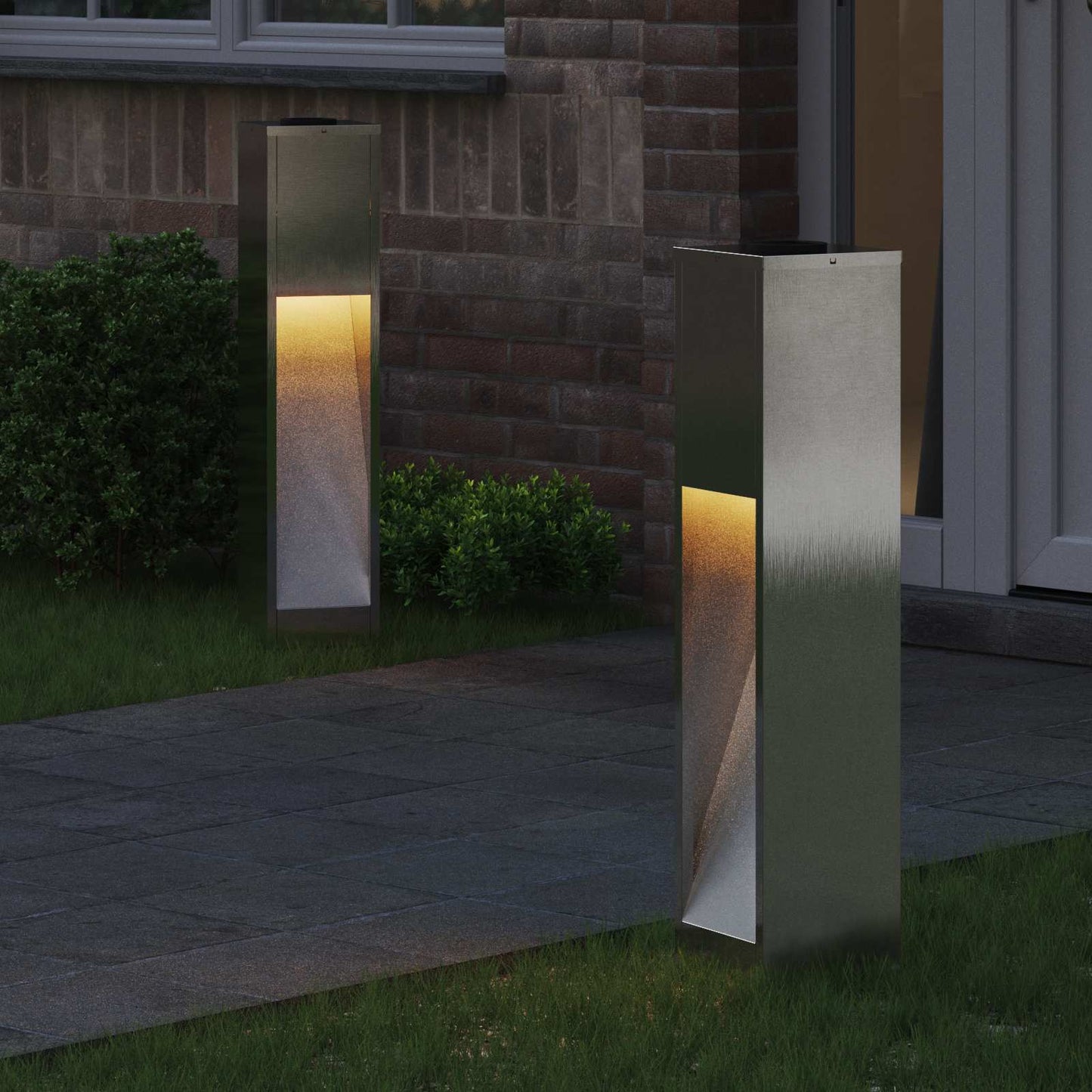 VidaXL éclairage de chemin LED solaire 2 pcs argent acier inoxydable