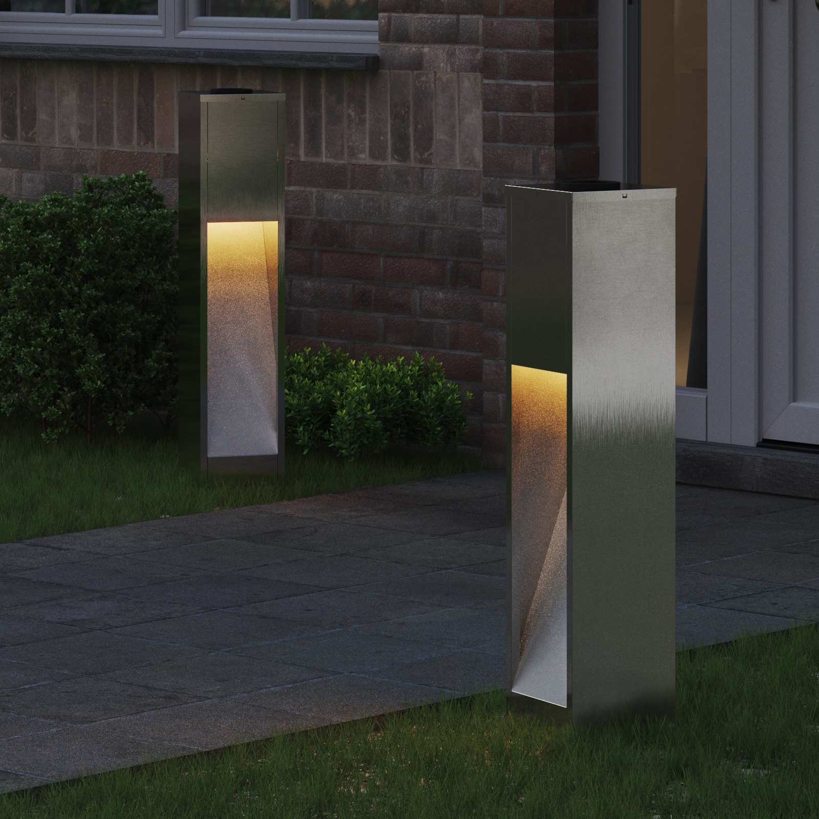 VidaXL éclairage de chemin LED solaire 2 pcs argent acier inoxydable