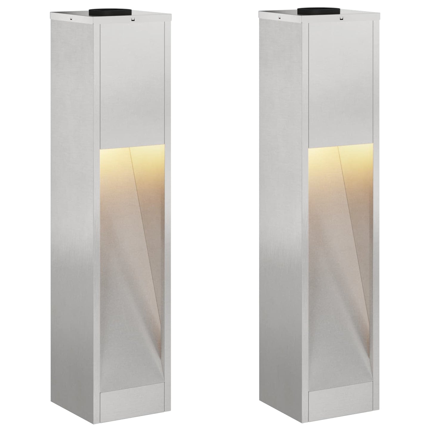VidaXL éclairage de chemin LED solaire 2 pcs argent acier inoxydable