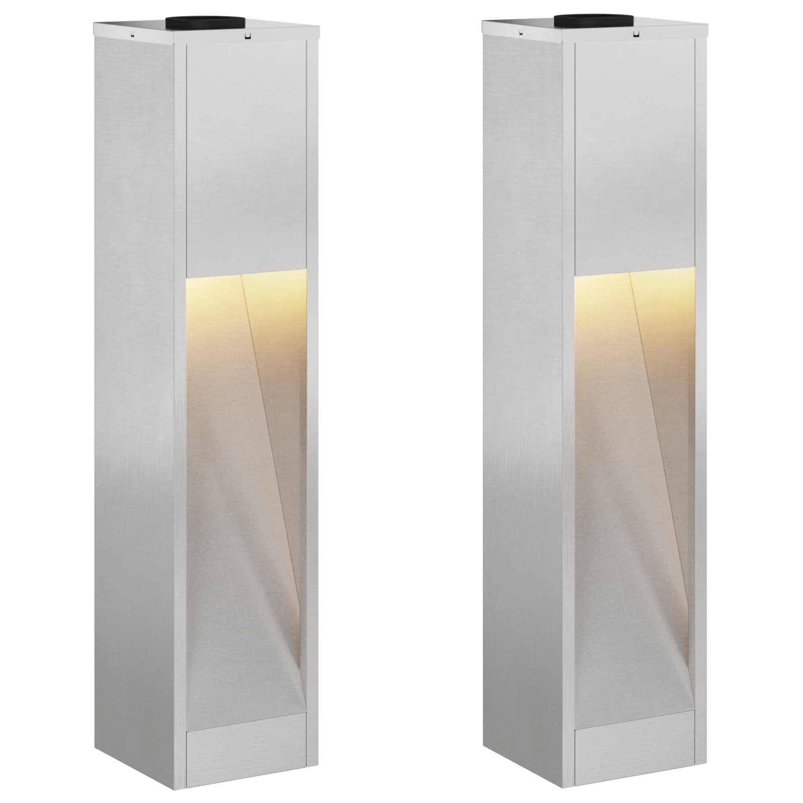 VidaXL éclairage de chemin LED solaire 2 pcs argent acier inoxydable