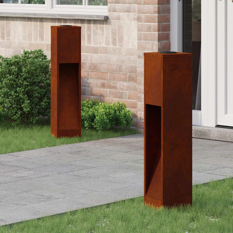 Vidaxl éclairage de chemin LED solaire 2 pcs acier corten bronze