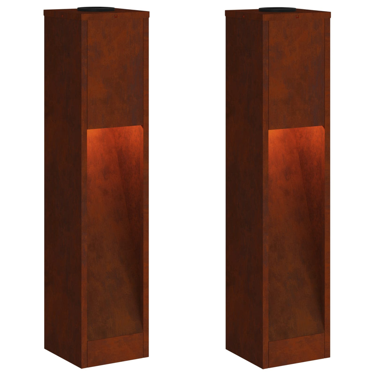 Vidaxl éclairage de chemin LED solaire 2 pcs acier corten bronze