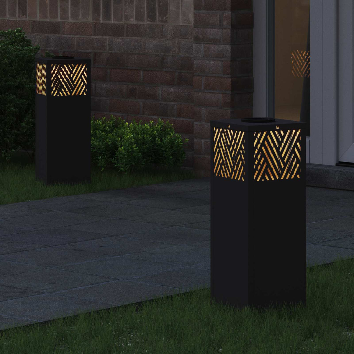 VidaXL éclairage de chemin LED solaire 2 pcs acier laminé à froid noir