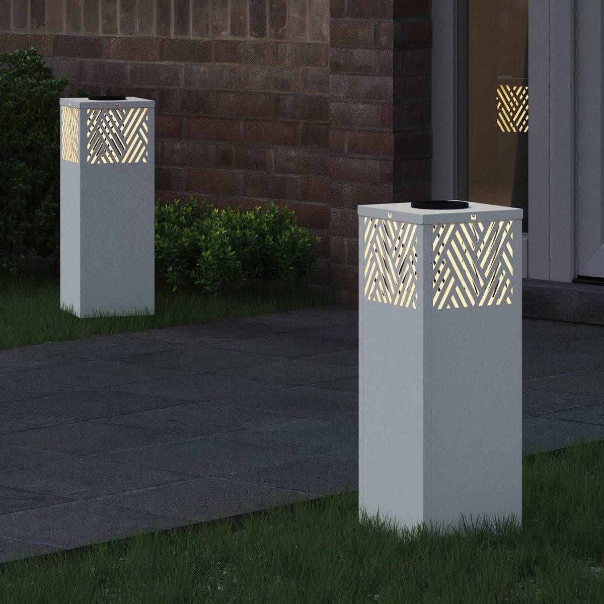 VidaXL éclairage de chemin à LED solaire 2 pcs acier laminé à froid blanc