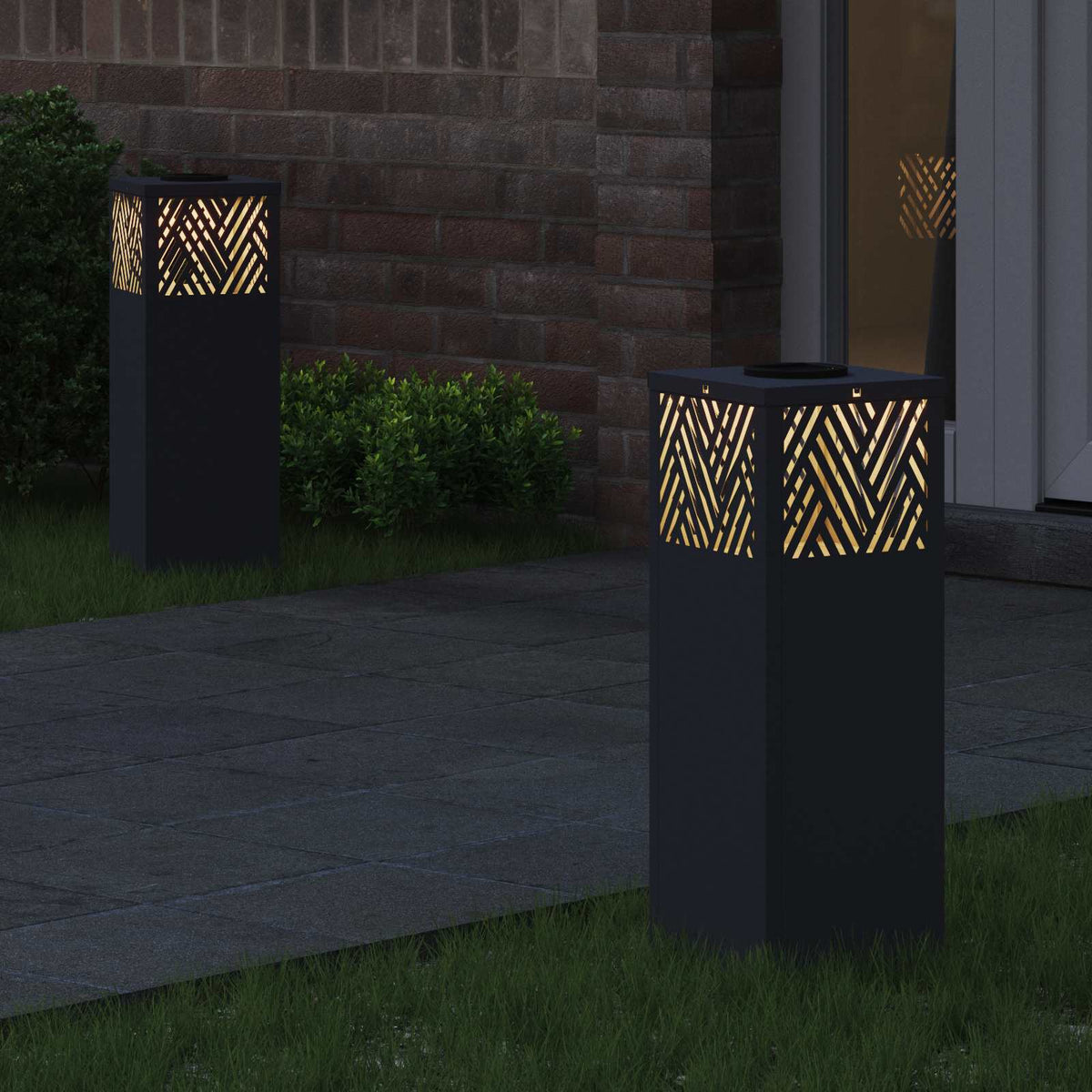 VidaXL éclairage de chemin à LED solaire 2 pcs acier laminé à froid anthracite
