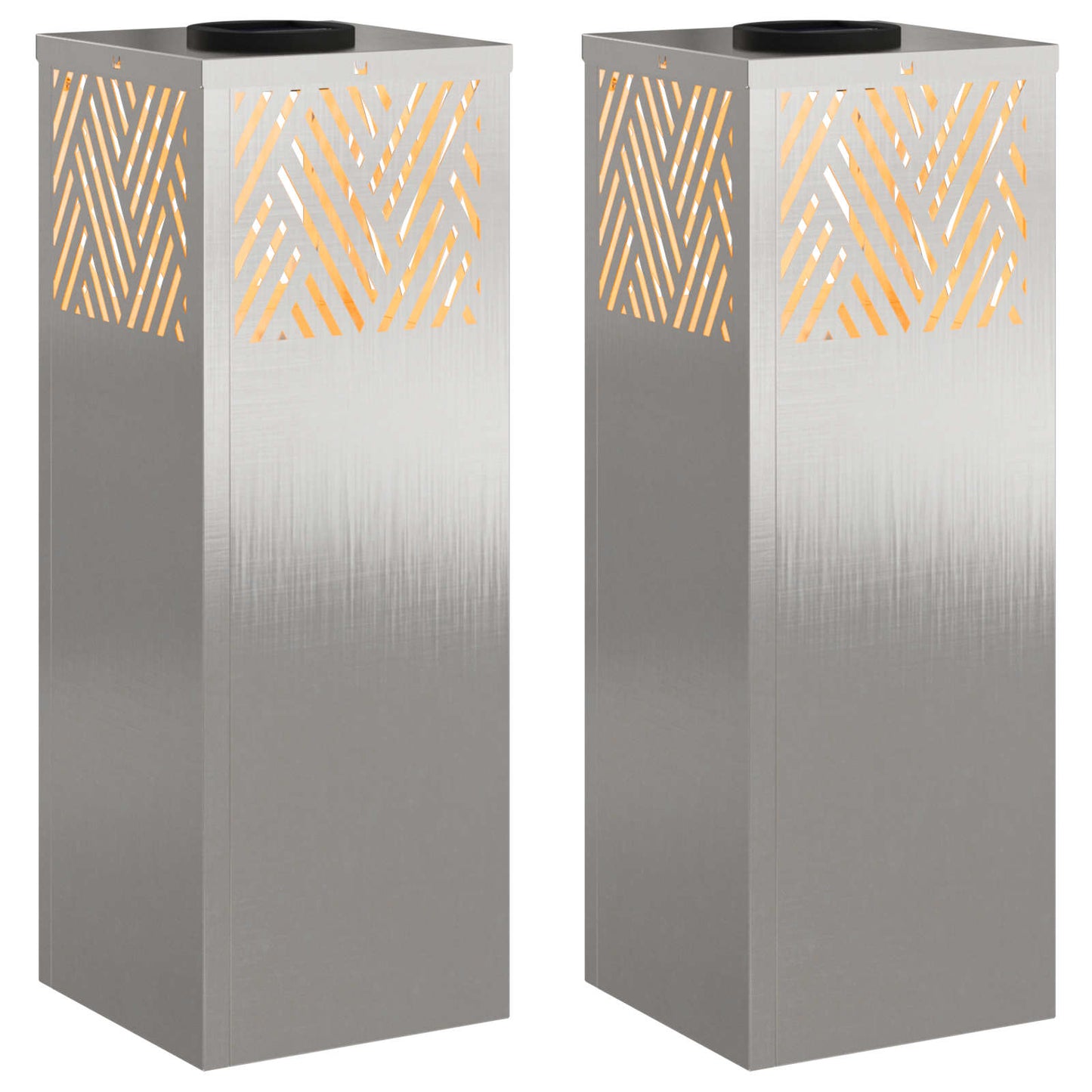 VidaXL éclairage de chemin LED solaire 2 pcs argent acier inoxydable