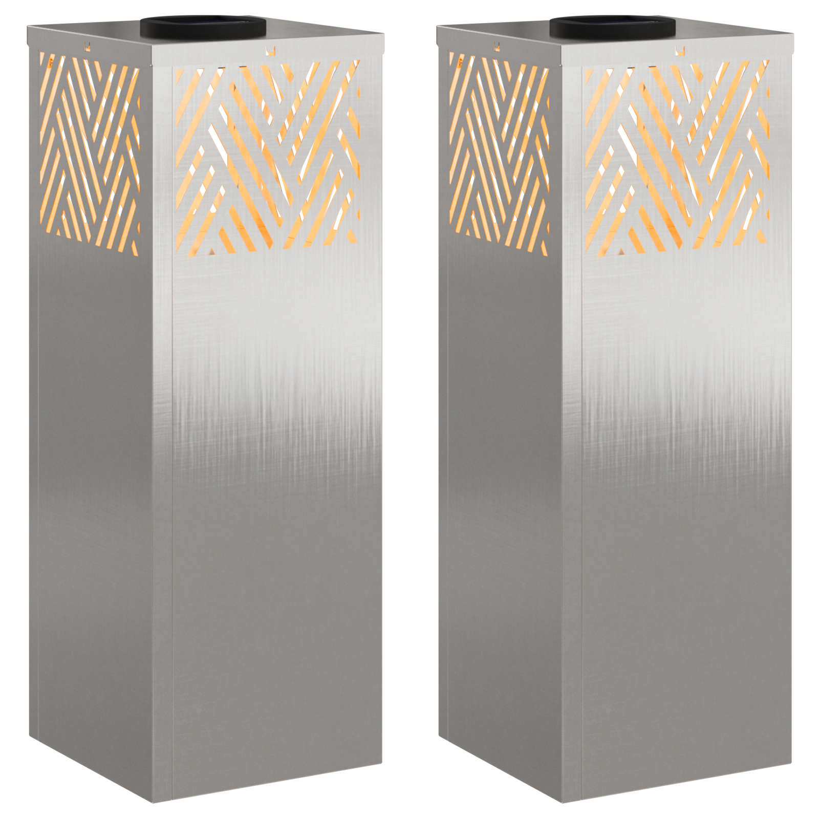 VidaXL éclairage de chemin LED solaire 2 pcs argent acier inoxydable