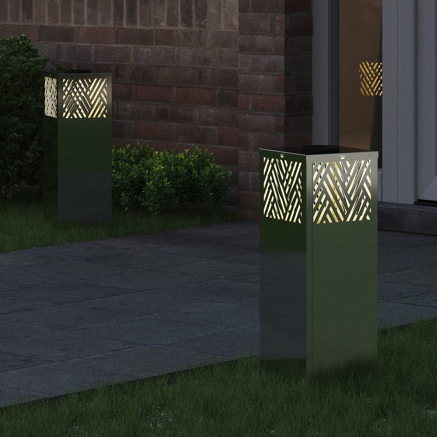 VidaXL éclairage de chemin à LED solaire 2 pcs argent galvanisé