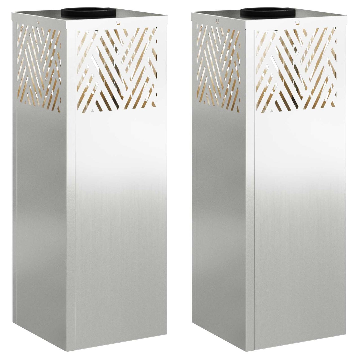 VidaXL éclairage de chemin à LED solaire 2 pcs argent galvanisé
