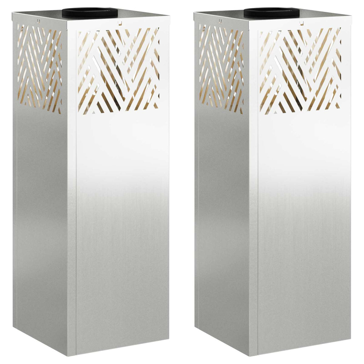 VidaXL éclairage de chemin à LED solaire 2 pcs argent galvanisé