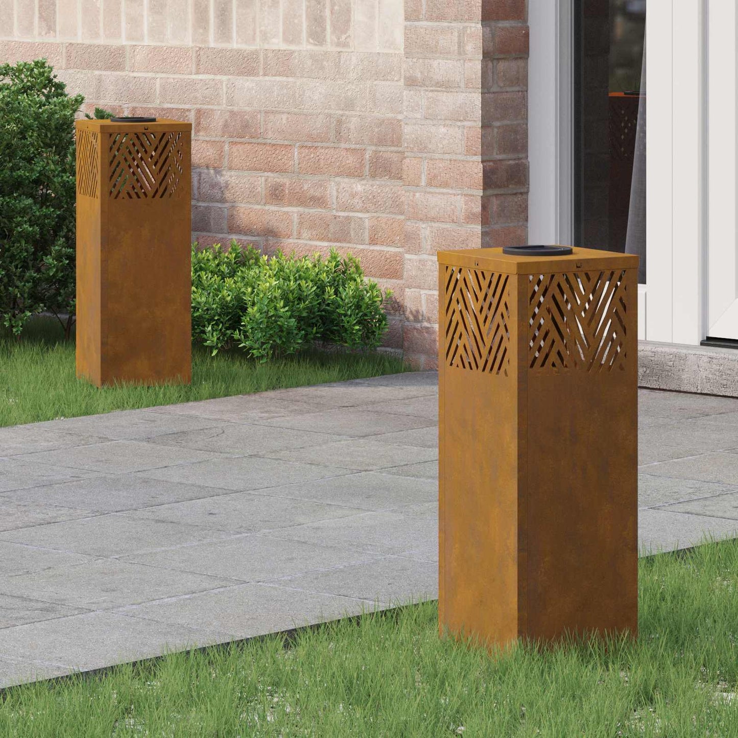 VidaXL éclairage de chemin à LED solaire 2 pcs acier corten bronze