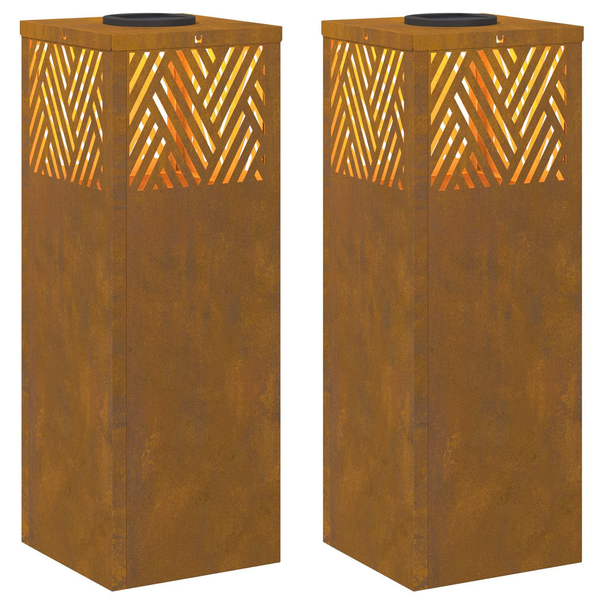 VidaXL éclairage de chemin à LED solaire 2 pcs acier corten bronze