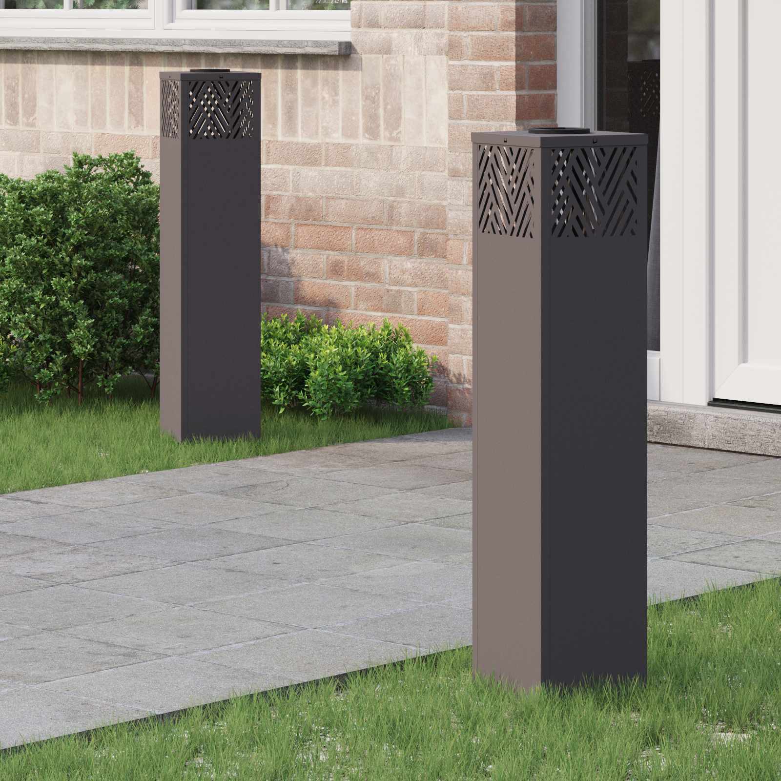 VidaXL éclairage de chemin LED solaire 2 pcs acier laminé à froid noir