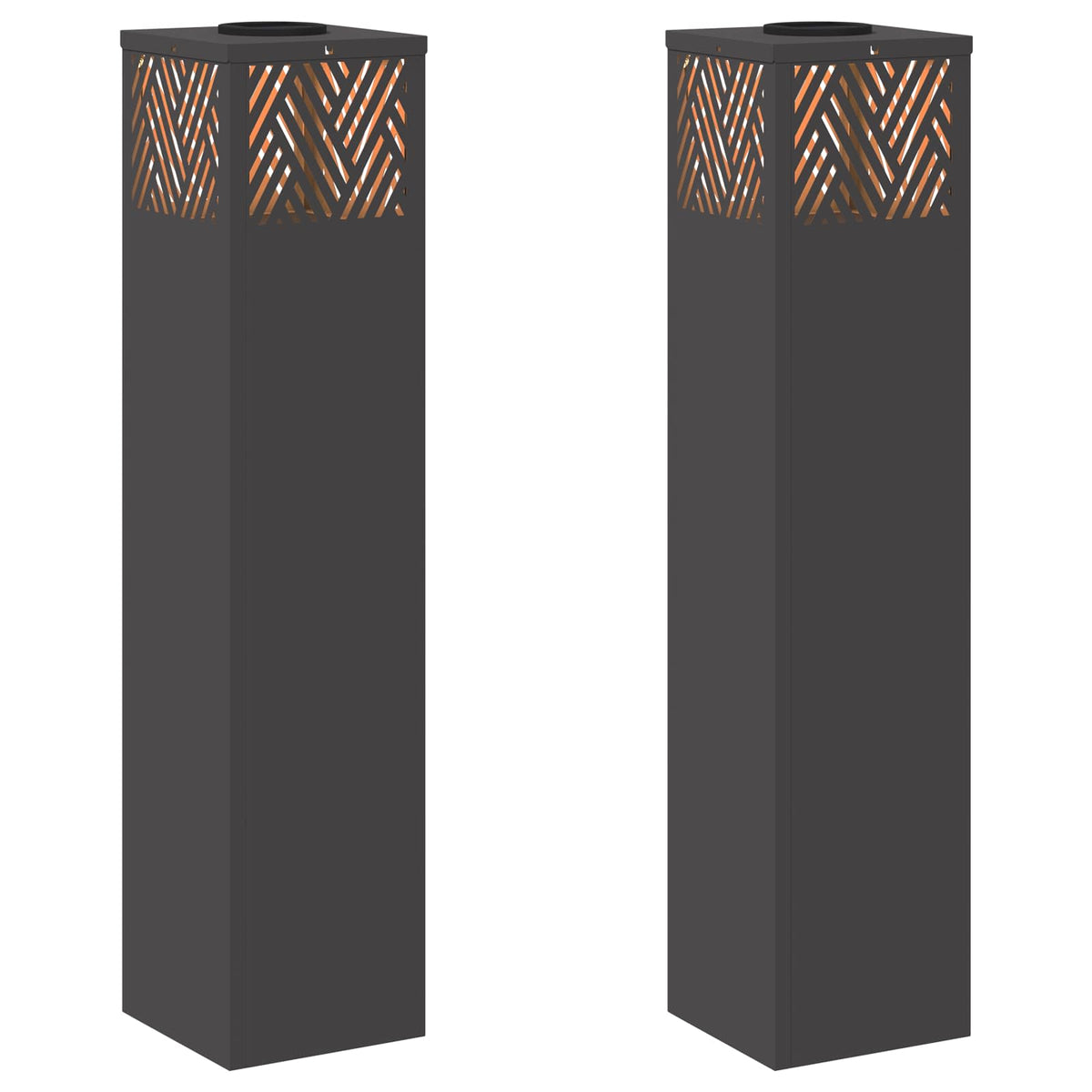 VidaXL éclairage de chemin LED solaire 2 pcs acier laminé à froid noir