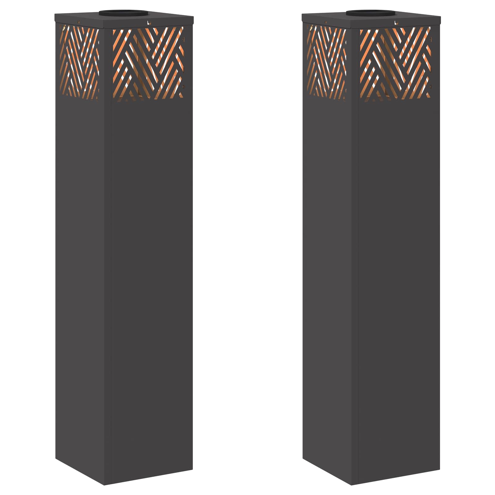 VidaXL éclairage de chemin LED solaire 2 pcs acier laminé à froid noir