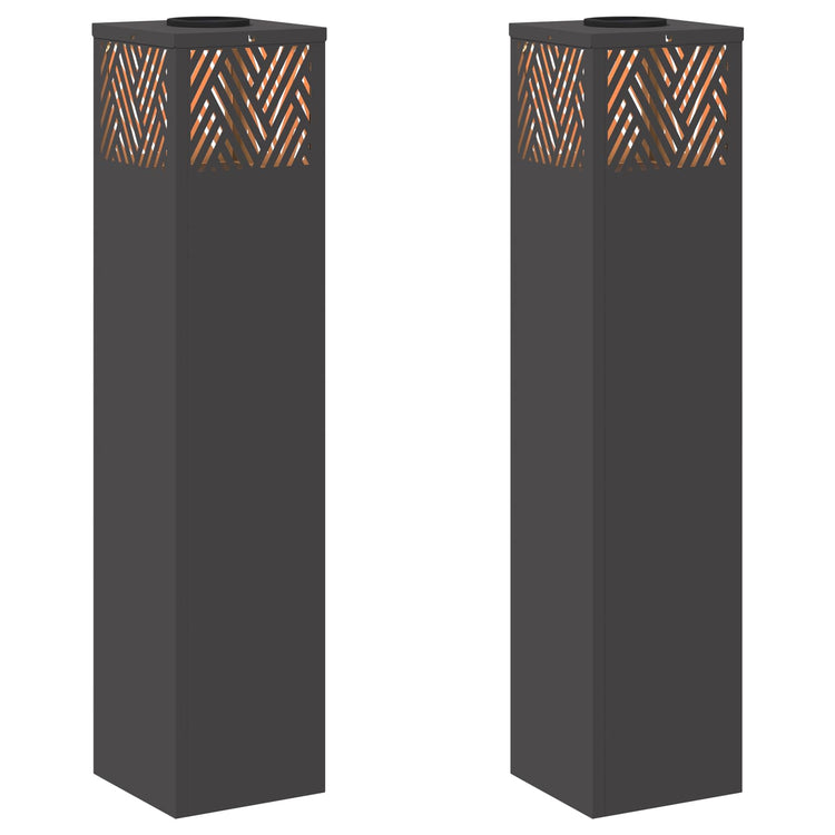 VidaXL éclairage de chemin LED solaire 2 pcs acier laminé à froid noir