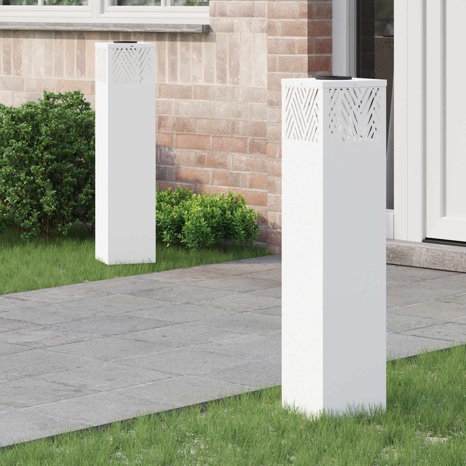 VidaXL éclairage de chemin à LED solaire 2 pcs acier laminé à froid blanc
