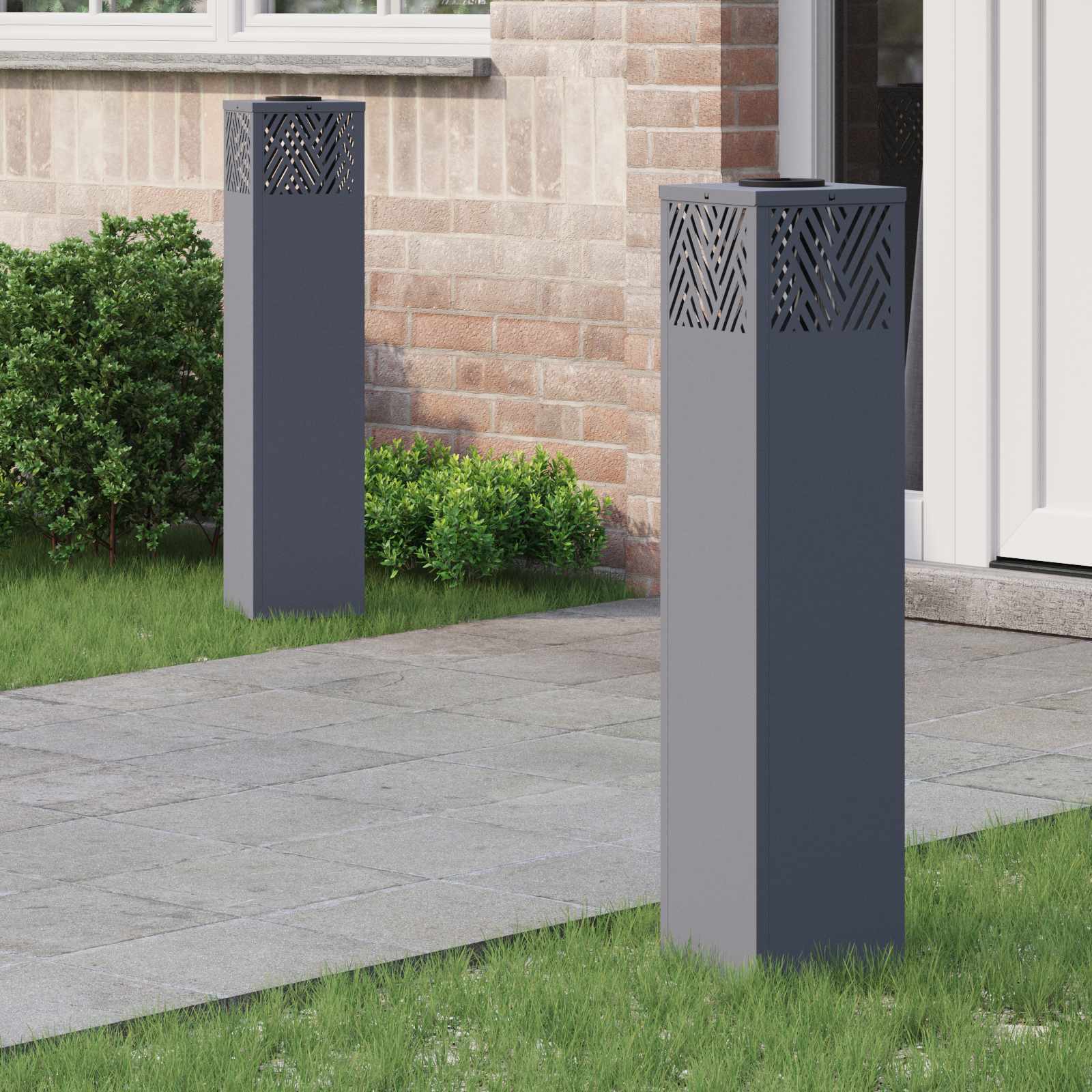 VidaXL éclairage de chemin à LED solaire 2 pcs acier laminé à froid anthracite