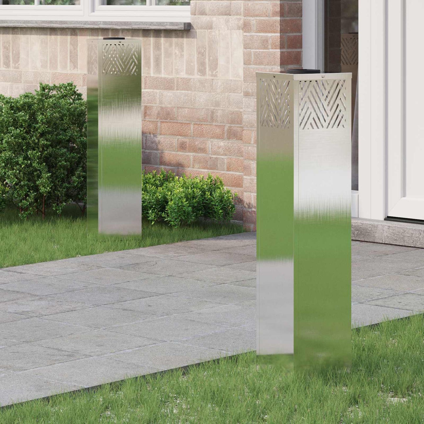 VidaXL éclairage de chemin LED solaire 2 pcs argent acier inoxydable