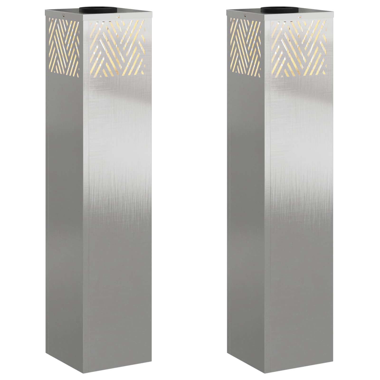 VidaXL éclairage de chemin LED solaire 2 pcs argent acier inoxydable